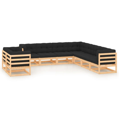 Set Divani da Giardino 9 pz con Cuscini Legno Massello di Pino - homemem39