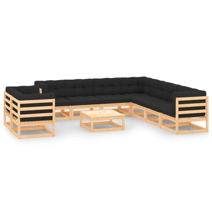 Set Divani da Giardino 10 pz con Cuscini Legno Massello di Pino - homemem39