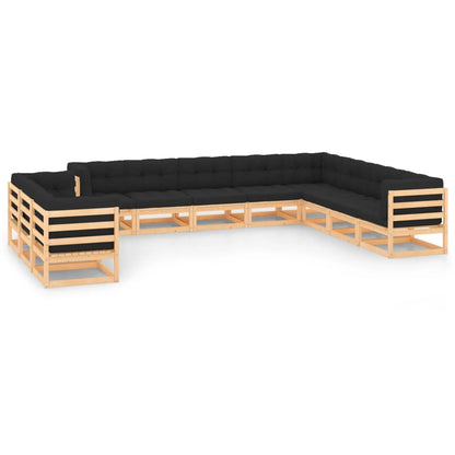 Set Divani da Giardino 11 pz con Cuscini Legno Massello di Pino - homemem39