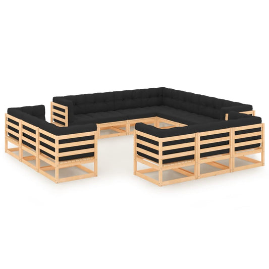 Set Divani Giardino 13 pz con Cuscini Antracite Legno di Pino - homemem39