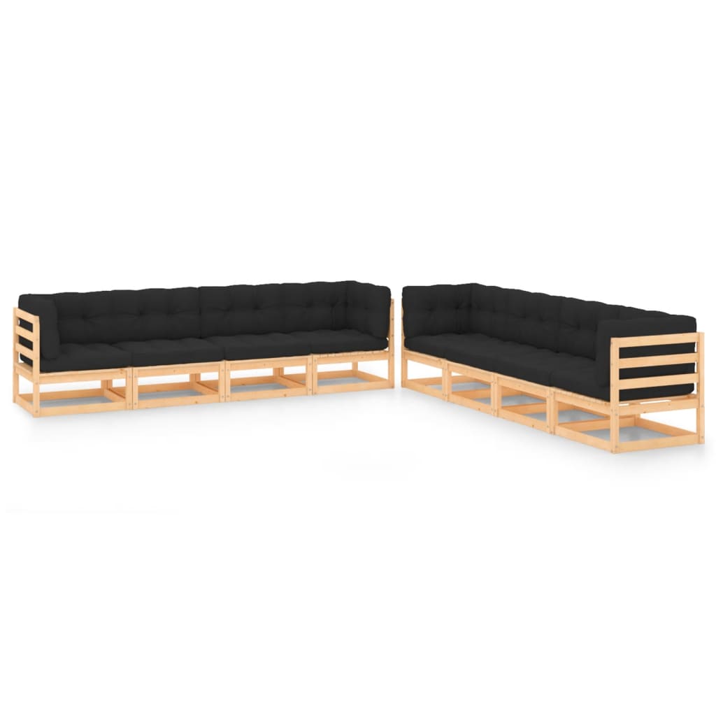 Set Divani Giardino 8 pz con Cuscini Antracite Legno di Pino - homemem39