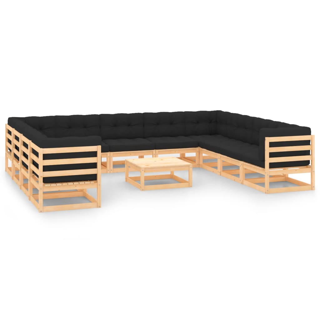 Set Divani Giardino 12 pz con Cuscini Antracite Legno di Pino - homemem39