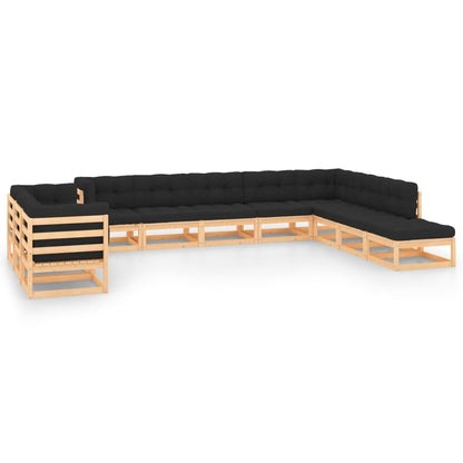 Set Divani da Giardino 11 pz con Cuscini Antracite Legno Pino - homemem39