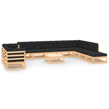 Set Divani da Giardino 12 pz con Cuscini Antracite Legno Pino - homemem39