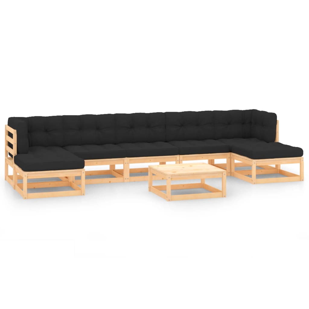 Set Divani da Giardino 8 pz con Cuscini Antracite Legno Pino - homemem39