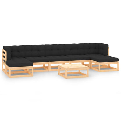 Set Divani da Giardino 8 pz con Cuscini Antracite Legno Pino - homemem39