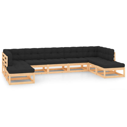 Set Divani da Giardino 9 pz con Cuscini Antracite Legno Pino - homemem39