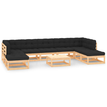 Set Divani da Giardino 10 pz con Cuscini Antracite Legno Pino - homemem39