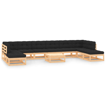 Set Divani da Giardino 11 pz con Cuscini Antracite Legno Pino - homemem39