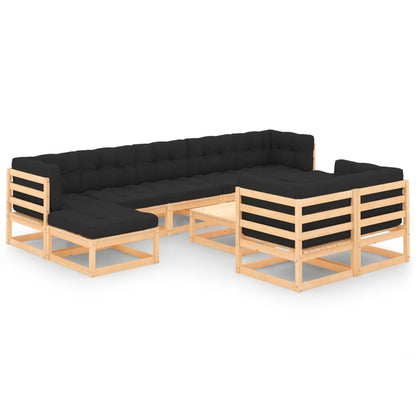 Set Divani da Giardino 10 pz con Cuscini Antracite Legno Pino - homemem39