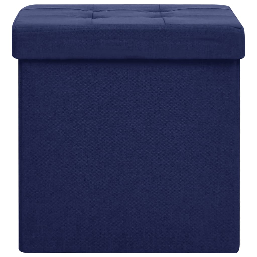 Sgabello con Contenitore Pieghevole Blu in Simil Lino - homemem39