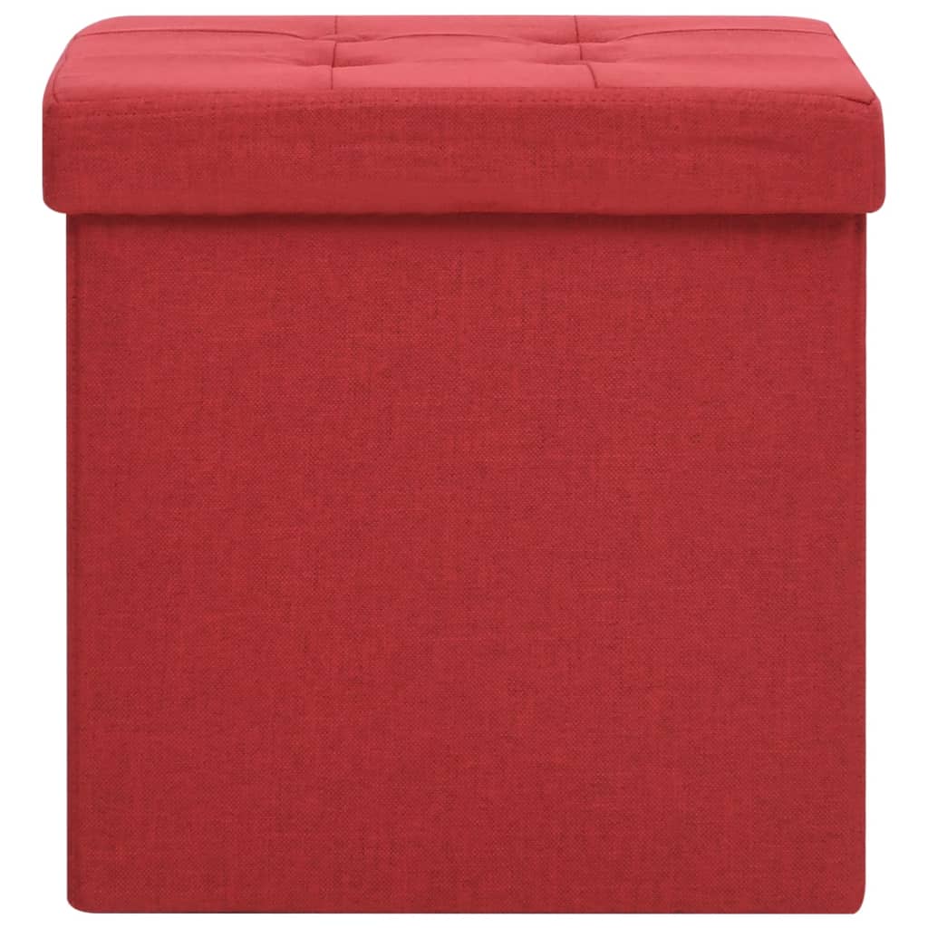 Sgabello con Contenitore Pieghevole Rosso Vino in Simil Lino - homemem39