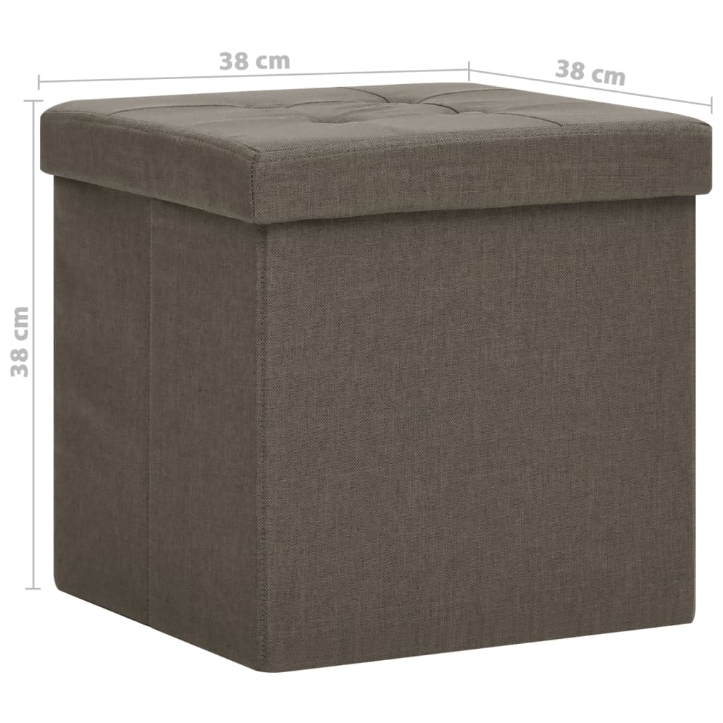 Pouf con Contenitore Pieghevoli 2 pz Marroni in Simil Lino - homemem39