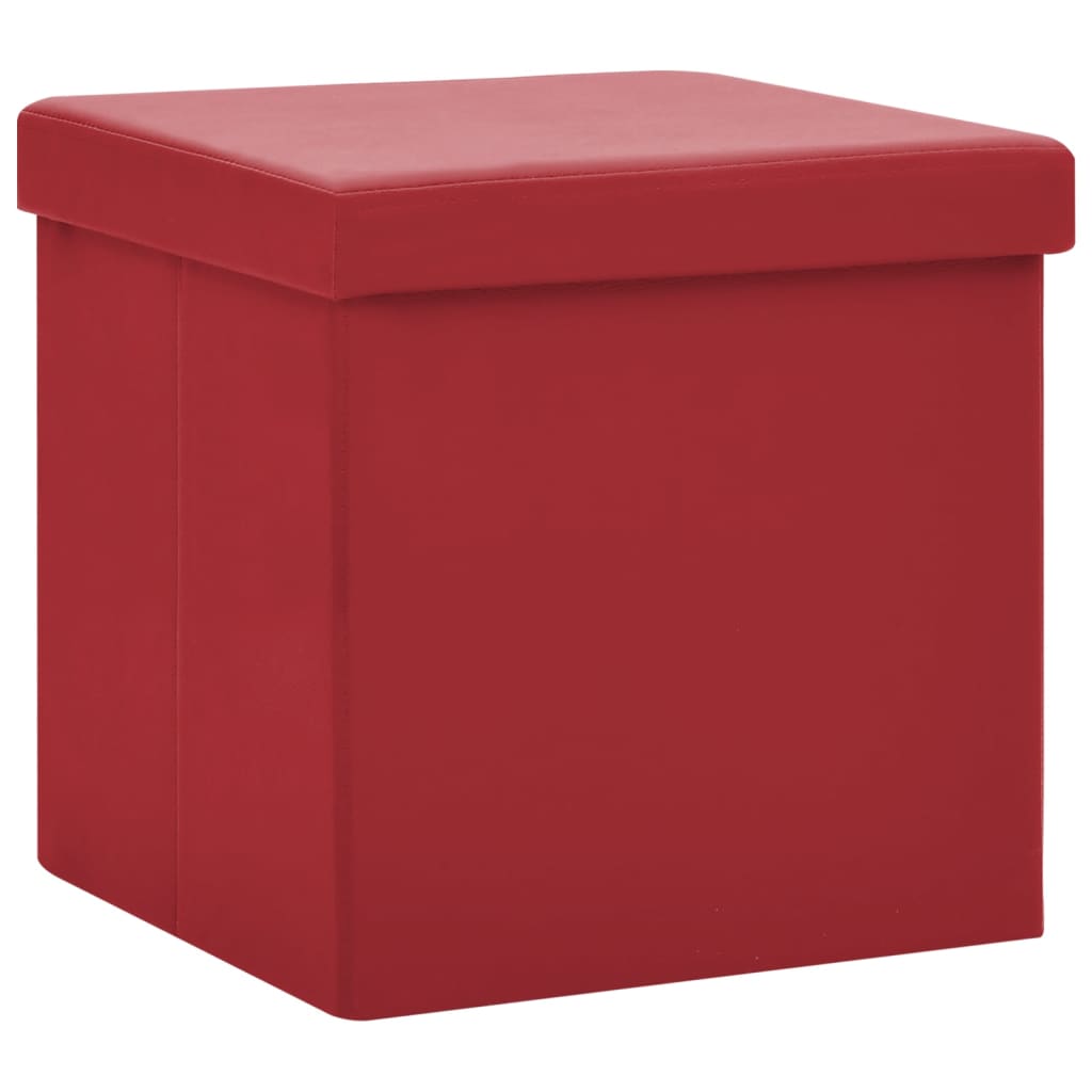 Sgabello con Contenitore Pieghevole Rosso Vino in PVC - homemem39