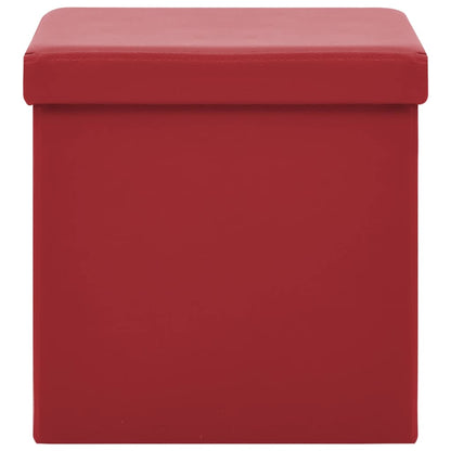 Sgabello con Contenitore Pieghevole Rosso Vino in PVC - homemem39