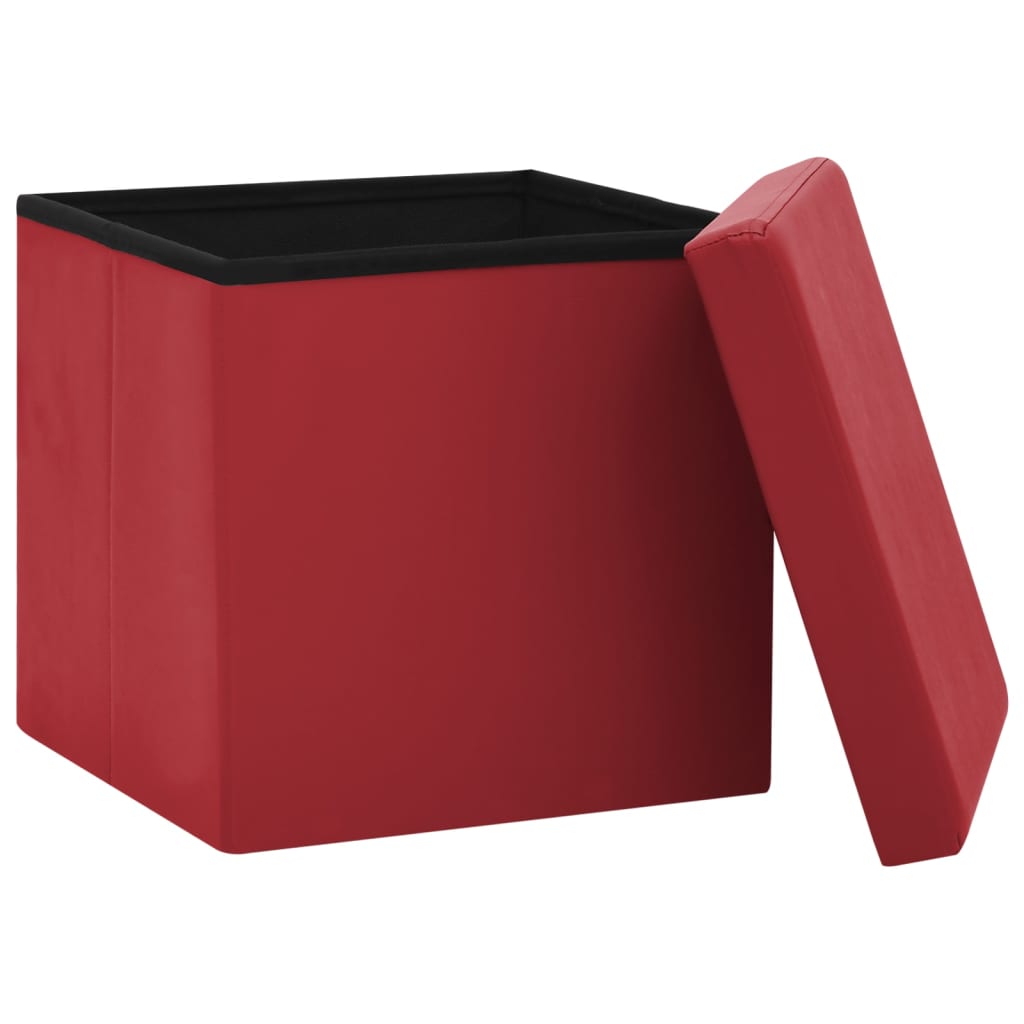 Sgabello con Contenitore Pieghevole Rosso Vino in PVC - homemem39