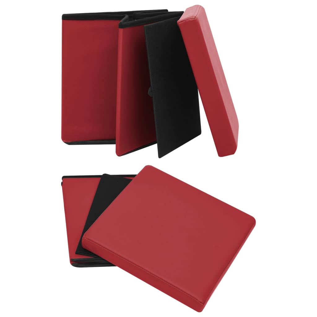 Sgabello con Contenitore Pieghevole Rosso Vino in PVC - homemem39