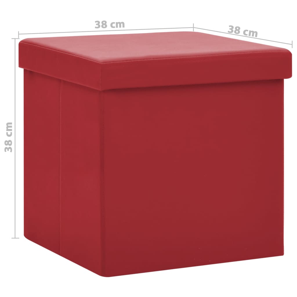 Sgabello con Contenitore Pieghevole Rosso Vino in PVC - homemem39