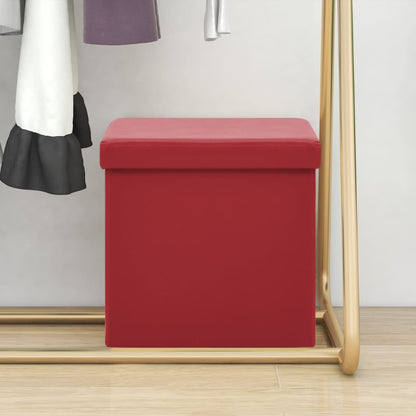 Sgabello con Contenitore Pieghevole Rosso Vino in PVC - homemem39