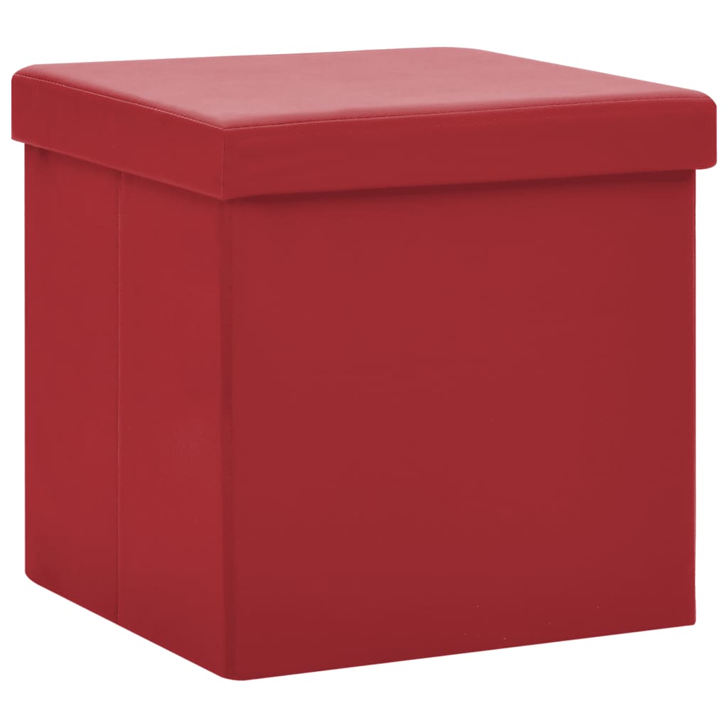 Sgabelli con Contenitore Pieghevoli 2 pz Rosso Vino in PVC - homemem39