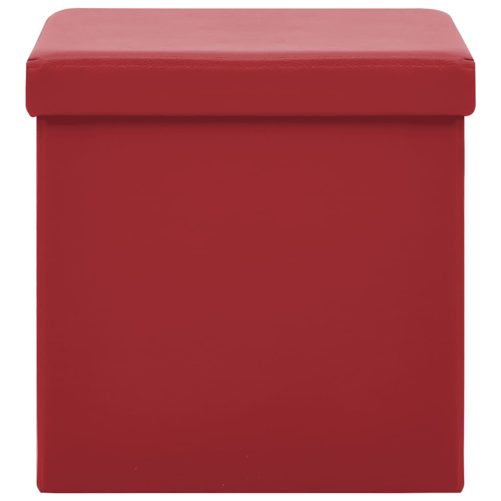 Sgabelli con Contenitore Pieghevoli 2 pz Rosso Vino in PVC - homemem39