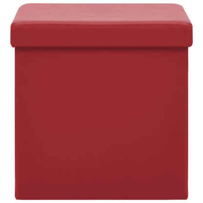 Sgabelli con Contenitore Pieghevoli 2 pz Rosso Vino in PVC - homemem39