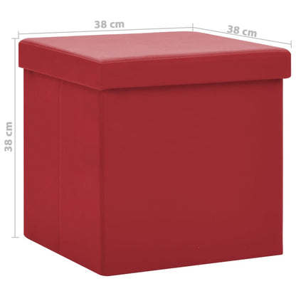 Sgabelli con Contenitore Pieghevoli 2 pz Rosso Vino in PVC - homemem39