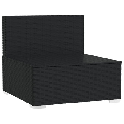 Divano Centrale da Giardino con Cuscini in Polyrattan Nero - homemem39