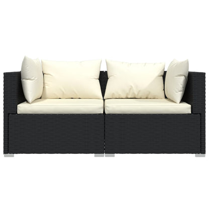 Set Divani da Giardino 3 pz con Cuscini in Polyrattan Nero - homemem39