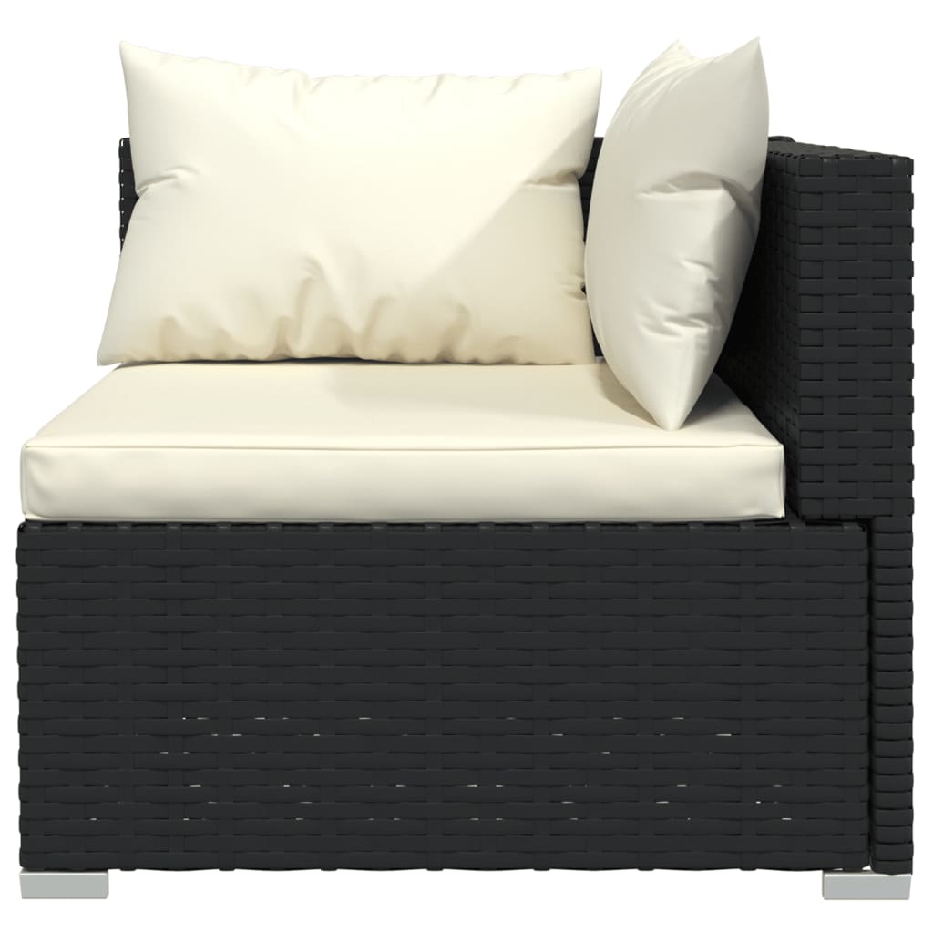 Set Divani da Giardino 3 pz con Cuscini in Polyrattan Nero - homemem39