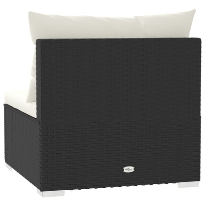 Divano a 4 Posti con Cuscini in Polyrattan Nero - homemem39