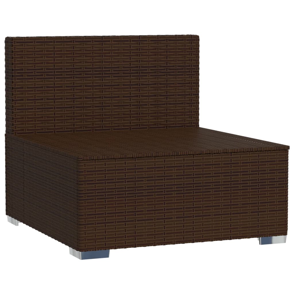 Divano Centrale da Giardino con Cuscini in Polyrattan Marrone - homemem39