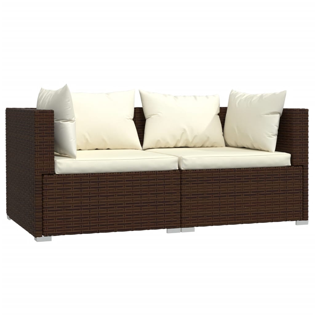 Set Divani da Giardino 3 pz con Cuscini in Polyrattan Marrone - homemem39