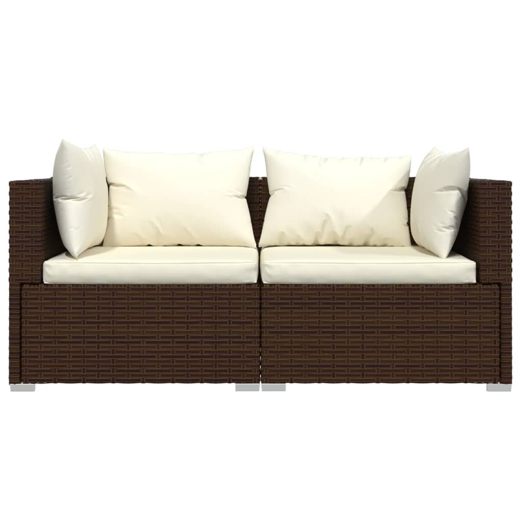 Set Divani da Giardino 3 pz con Cuscini in Polyrattan Marrone - homemem39