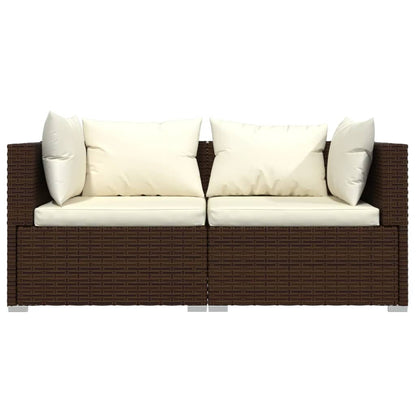 Set Divani da Giardino 3 pz con Cuscini in Polyrattan Marrone - homemem39