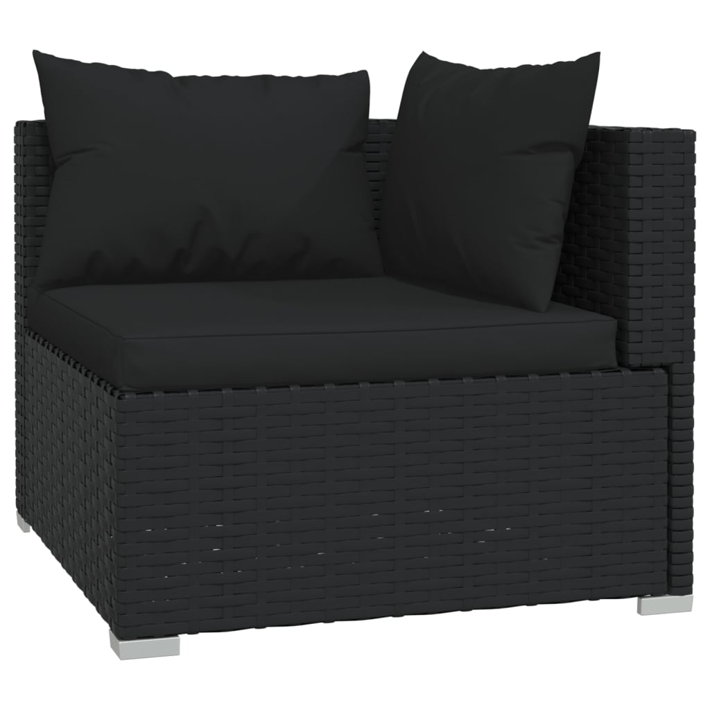 Divano a 3 Posti con Cuscini in Polyrattan Nero - homemem39