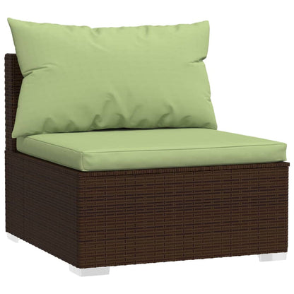 Set Mobili da Giardino 4 pz con Cuscini in Polyrattan Marrone - homemem39