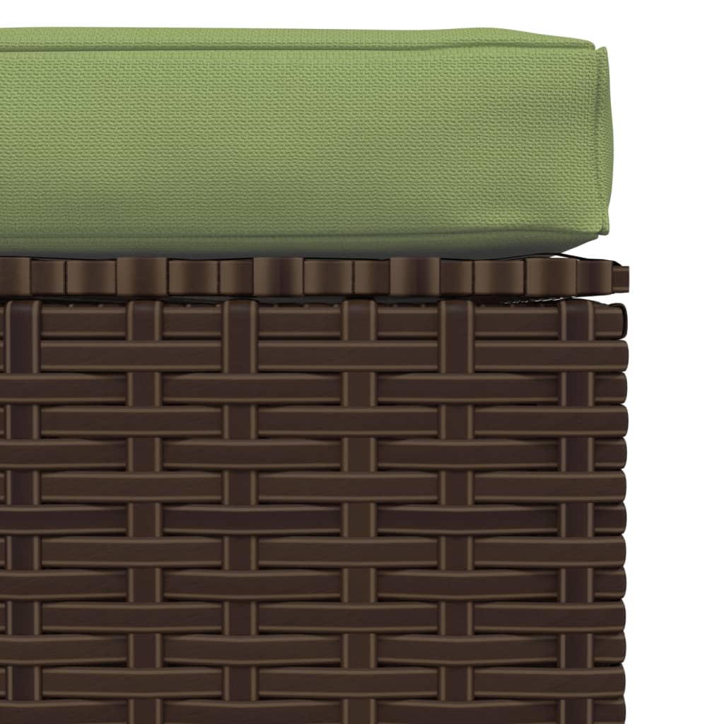 Poggiapiedi Giardino con Cuscino Marrone 70x70x30 cm Polyrattan - homemem39