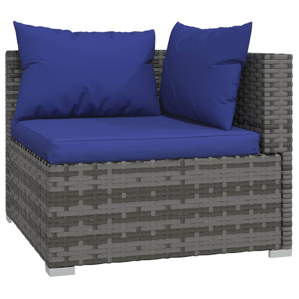 Set Divani da Giardino 4 pz con Cuscini in Polyrattan Grigio - homemem39