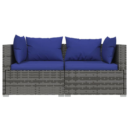 Set Divani da Giardino 3 pz con Cuscini in Polyrattan Grigio - homemem39