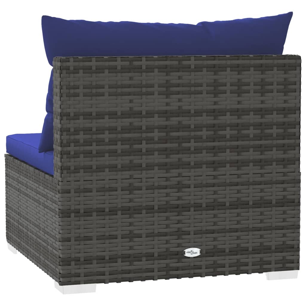 Divano a 3 Posti con Cuscini in Polyrattan Grigio - homemem39