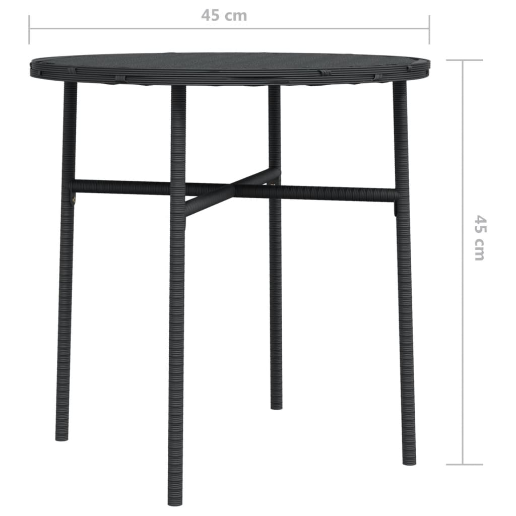 Tavolino da Tè Nero 45 cm in Polyrattan - homemem39