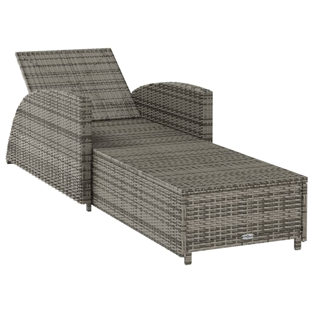 Lettino Prendisole con Cuscino Grigio Scuro Polyrattan Grigio - homemem39