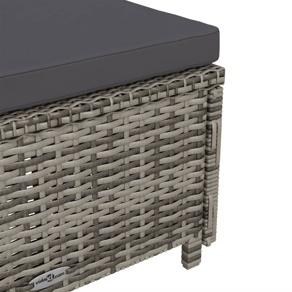 Lettino Prendisole con Cuscino Grigio Scuro Polyrattan Grigio - homemem39