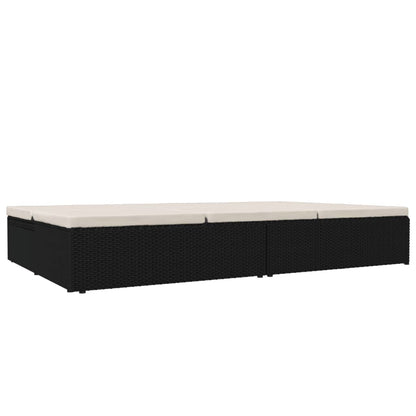 Lettino Prendisole Reclinabile con Cuscini in Polyrattan Nero - homemem39