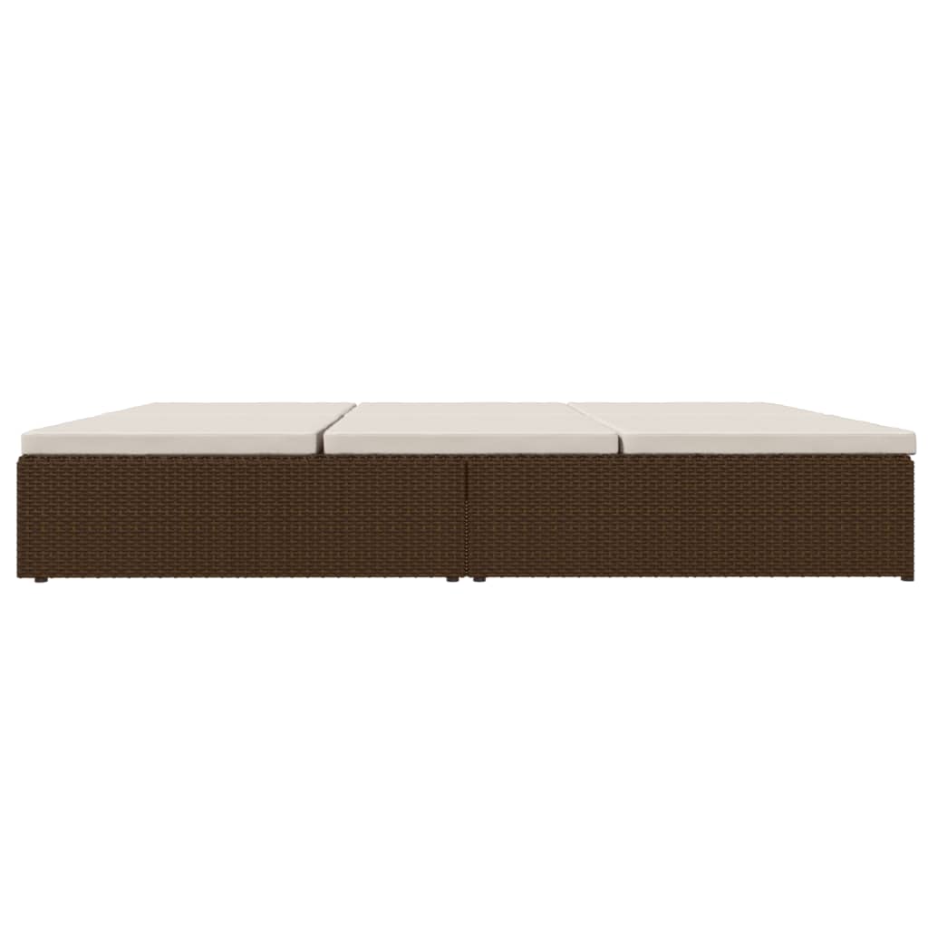 Lettino Prendisole Reclinabile con Cuscini Polyrattan Marrone - homemem39