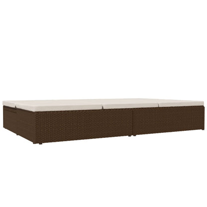 Lettino Prendisole Reclinabile con Cuscini Polyrattan Marrone - homemem39