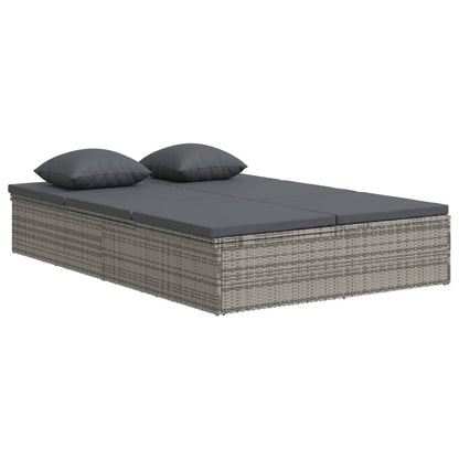 Lettino Reclinabile con Cuscini in Polyrattan Grigio Scuro - homemem39