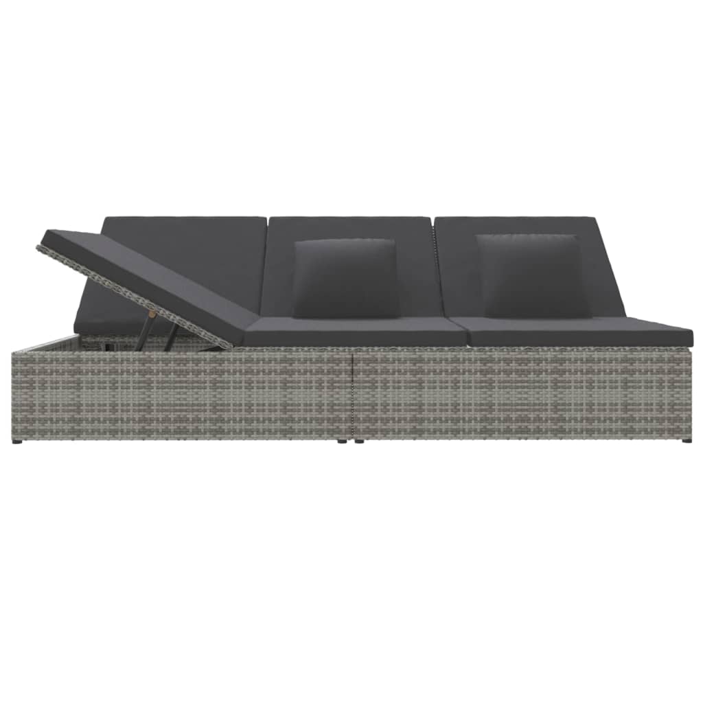 Lettino Reclinabile con Cuscini in Polyrattan Grigio Scuro - homemem39