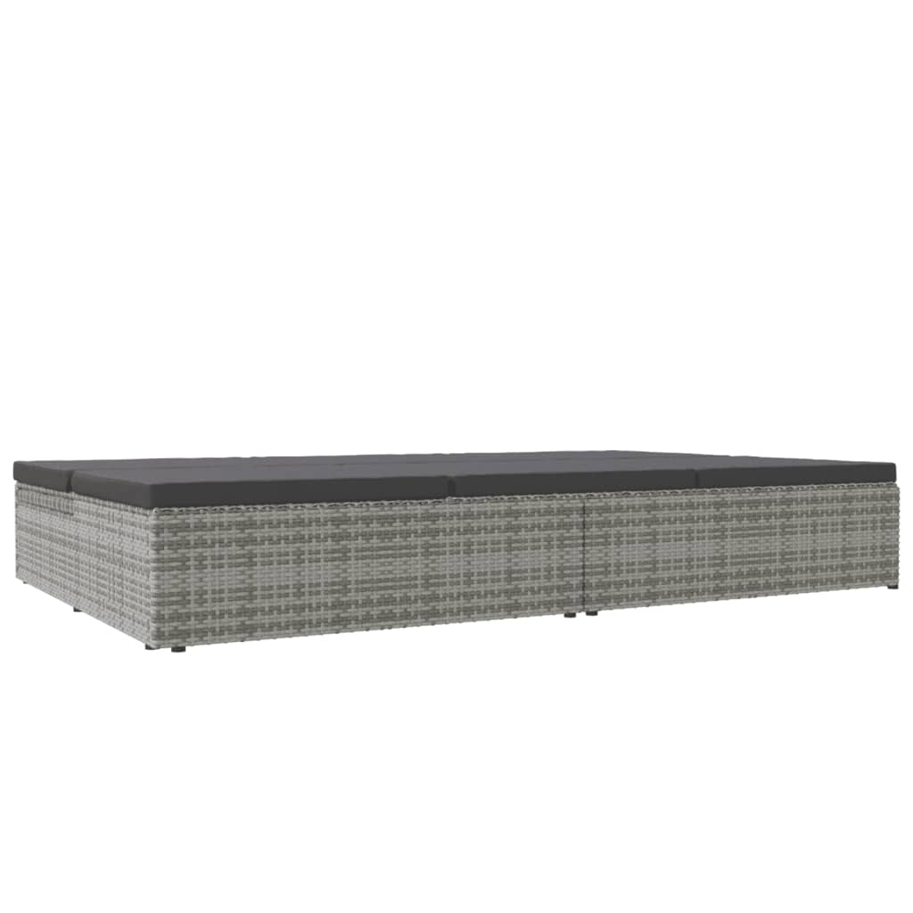 Lettino Reclinabile con Cuscini in Polyrattan Grigio Scuro - homemem39